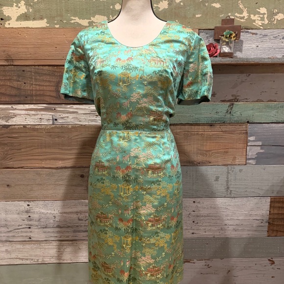 green oriental dress